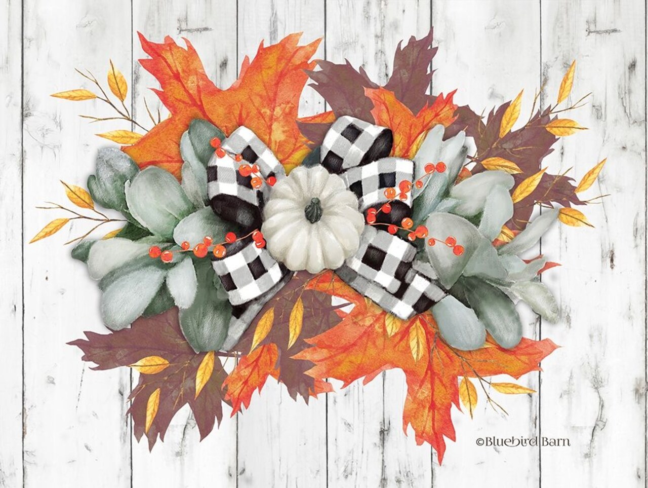 White Pumpkin Swag Poster Print by Bluebird Barn Bluebird Barn - Item # VARPDXBLUE362